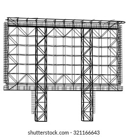 Silhouette of Steel structure billboard. Vector  illustration.