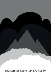 silhouette of a steep, rocky hill, grassy soil