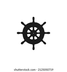 Silhouette of steering-wheel rudders. Vector black white doodle sketch outline retro isolated illustration.