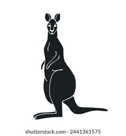 Silhouette, stencil of the Australian wild animal kangaroo.Vector graphics.