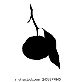 Silhouette, stencil of the citrus fruit tangerine.Vector graphics.