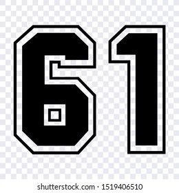 Silhouette stencil cut-out figures or print. sport number 61 vector isolated design illustration