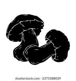 Silhouette, esténcil de un hongo forestal. Gráficos vectoriales.