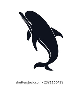 Silhouette, stencil of a marine mammal dolphin. Vector graphics.