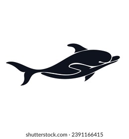 Silhouette, stencil of a marine mammal dolphin. Vector graphics.