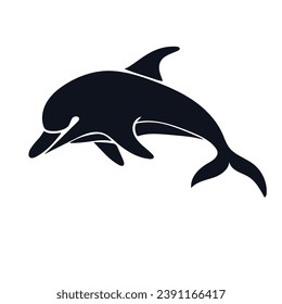 Silhouette, stencil of a marine mammal dolphin. Vector graphics.