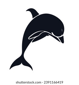 Silhouette, stencil of a marine mammal dolphin. Vector graphics.