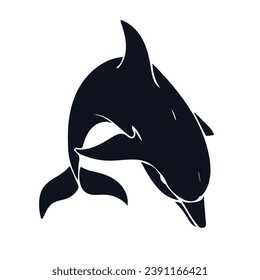 Silhouette, stencil of a marine mammal dolphin. Vector graphics.