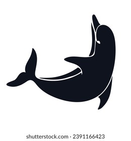 Silhouette, stencil of a marine mammal dolphin. Vector graphics.