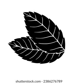 Silhouette, esténcil de hojas de menta. Gráficos vectoriales.