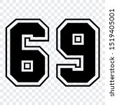 Silhouette stencil numbers for cutting or print. sport number 69 vector isolated design illustration for template