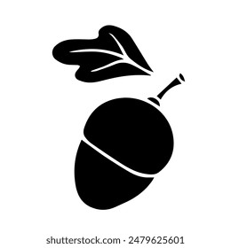 Silhouette, stencil of an oak branch with acorns.Vector graphics.