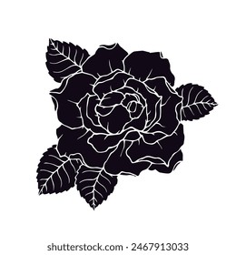 Silhouette, stencil of a rose flower. Vector graphics.