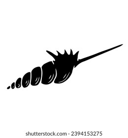 Silhouette, stencil of a sea shell. Decorative marine element. Vector graphics.
