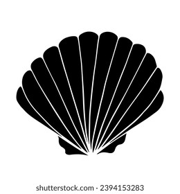 Silhouette, stencil of a sea shell. Decorative marine element. Vector graphics.