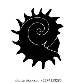 Silhouette, stencil of a sea shell. Decorative marine element. Vector graphics.