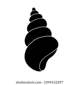 Silhouette, stencil of a sea shell. Decorative marine element. Vector graphics.