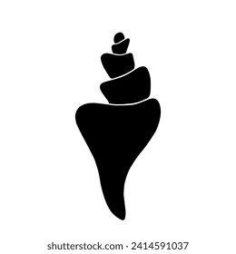 Silhouette, Schablone einer Muschel. Dekoratives Element für Seesommer-Designs. Vektorgrafiken.