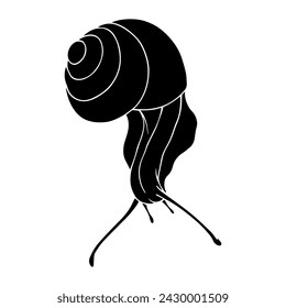 Silueta, plantilla de un caracol. Gráficos vectoriales.