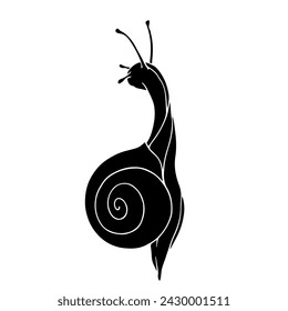 Silueta, plantilla de un caracol. Gráficos vectoriales.