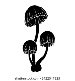 Silhouette, stencil of toadstool mushrooms.Vector graphics.