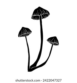 Silhouette, stencil of toadstool mushrooms.Vector graphics.