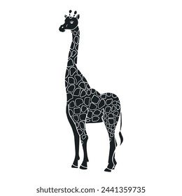 Silhouette, stencil of a wild animal of the African savanna giraffe.Vector graphics.