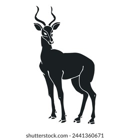 Silhouette, stencil of a wild animal of the African savanna antelope.Vector graphics.