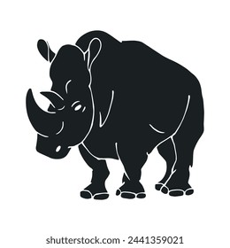 Silhouette, stencil of a wild, predatory animal rhinoceros.Vector graphics.