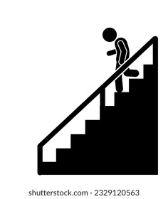 Silhouette STICK FIGURE OR STICKMAN UP AND DOWN HOUSE STICK FIGURE ILLUSTRATION AND ICON, HOUSEHOLD STAIRS