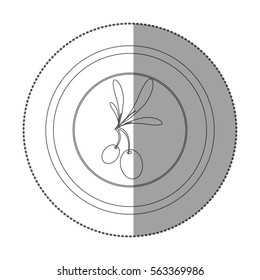 silhouette sticker circular shape with branch with leaves