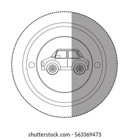 silhouette sticker with circular shape with small automobile