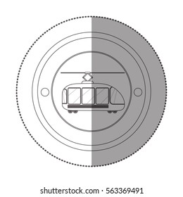 silhouette sticker with circular shape with trolley car