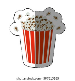 silhouette sticker of popcorn container vector illustration