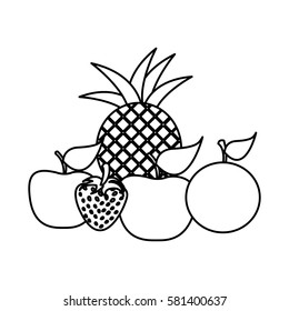 silhouette still life fruits icon food vector illustration