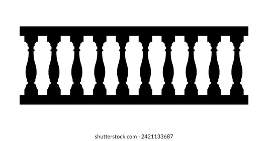 Silhouette of stone balustrade with balusters for fencing.