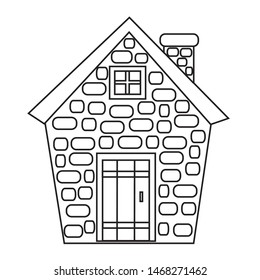 The silhouette of a stone house. Vector illustration.