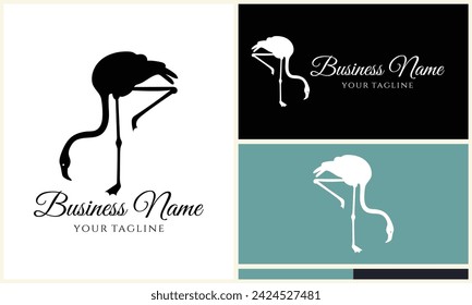 silhouette stork flamingo logo template
