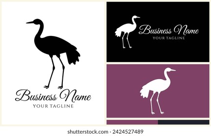 silhouette stork flamingo logo template