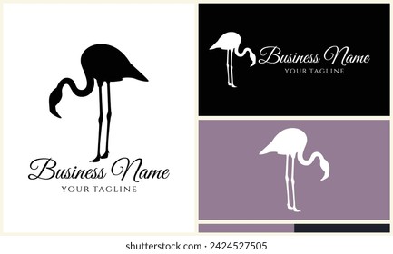 silhouette stork flamingo logo template