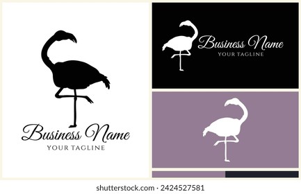 silhouette stork flamingo logo template