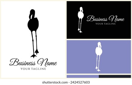 silhouette stork flamingo logo template