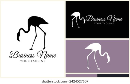 silhouette stork flamingo logo template