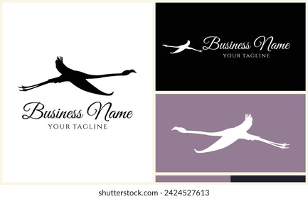 silhouette stork flamingo logo template