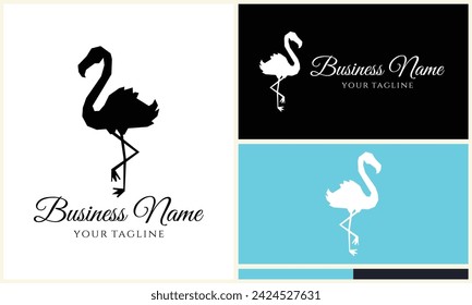 silhouette stork flamingo logo template