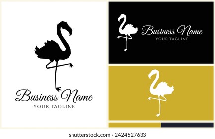 silhouette stork flamingo logo template