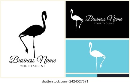 silhouette stork flamingo logo template