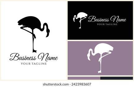 silhouette stork vector logo template