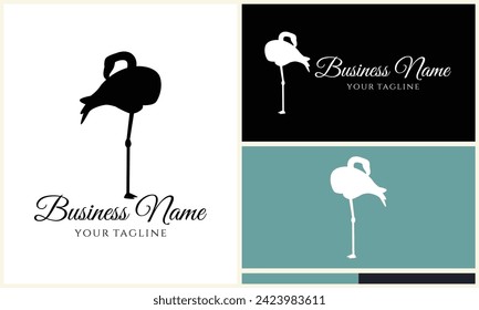silhouette stork vector logo template