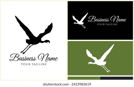silhouette stork vector logo template